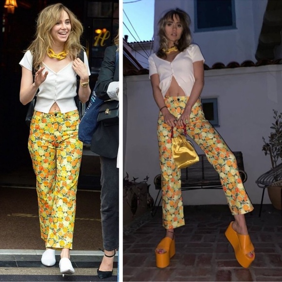 Simon Miller Winter Blossom Orange Yellow Floral Print WO12 Jeans - Picture 4 of 15